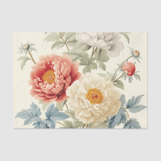 Gorgeous Peonies Seamless Pattern Seidenpapier (Vorderseite)