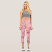 Gorgeous Pink Atomtex Pattern Yoga Capri Leggings (Vorderseite)