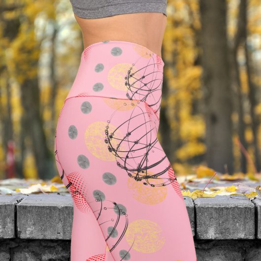 Gorgeous Pink Atomtex Pattern Yoga Capri Leggings