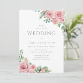 Gorgeous Pink Blush Flowers Elegant Wedding Einladung (Stehend Vorderseite)