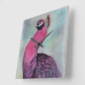 GORGEOUS PINK PEACOCK QUADRATISCHE WANDUHR (Winkel)