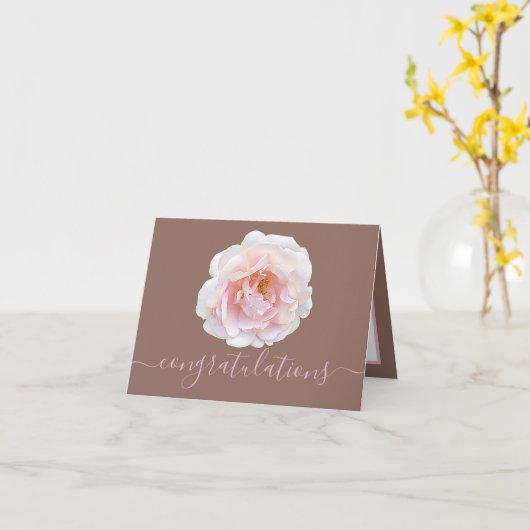 Gorgeous Pink Rose Pink Background Congratulations Karte (Gelbe Blume)