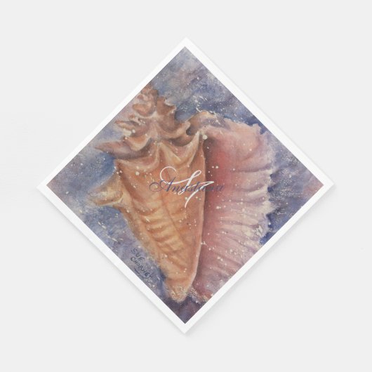 GORGEOUS PINK SEE CONCH MONOGRAM PARTY SERVIETTE (Ecke)