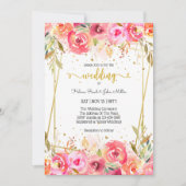 Gorgeous Pink Watercolor Flower Enchanted Wedding Einladung (Vorderseite)