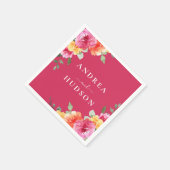 Gorgeous Pink Watercolor Flowers Wedding Serviette (Ecke)