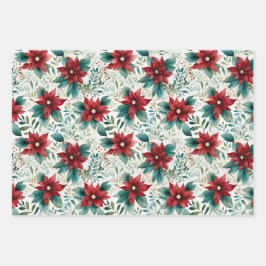 Gorgeous Poinsettia Weihnachtskoordination Geschenkpapier Set