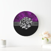 Gorgeous Purple Rose Grunge Gift Große Wanduhr (Zuhause)