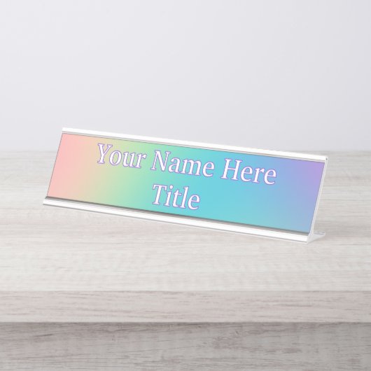 Gorgeous Rainbow Gradient Schreibtischnamensplakette (Vorderseite )
