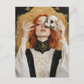 Gorgeous Red haired Woman With a Skull Postkarte (Vorderseite)