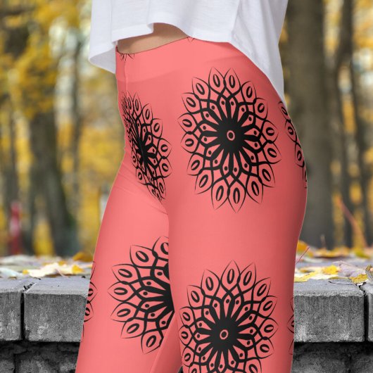 Gorgeous Red Mandela Pattern Leggings