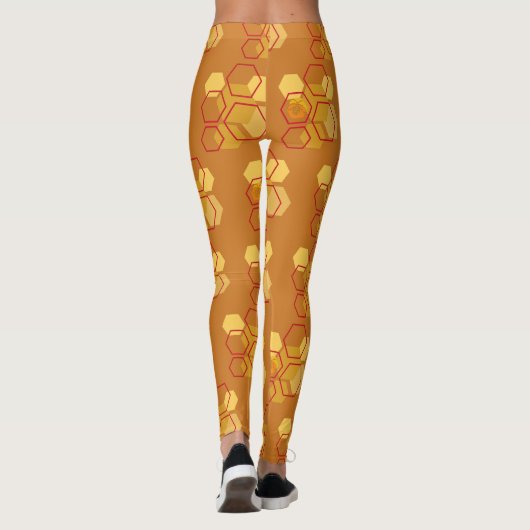 Gorgeous Red Ochre Honeycomb Pattern Leggings (Rückseite)