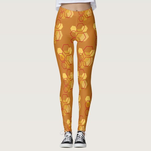 Gorgeous Red Ochre Honeycomb Pattern Leggings (Vorderseite)