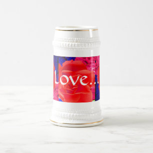 Gorgeous Red Rote Rose III Bierglas