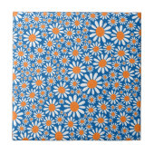 Gorgeous Retro Daisy Pattern Fliese (Vorderseite)
