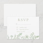 Gorgeous Sage Line Art Wedding  RSVP Karte (Vorne/Hinten)