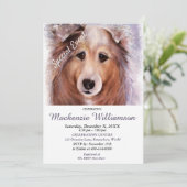 GORGEOUS SHELTI PUPPY WISHES GLÜCKLICH BIRTHDAY EINLADUNG (Stehend Vorderseite)