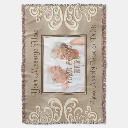 Gorgeous Taupe und Ecru Foto Personalisiert Blanke Decke (Vorderseite Vertikal)