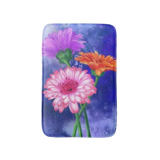 Gorgeous Three Color Gerberas Bath Mat Badematte (Vorderseite Vertikal)