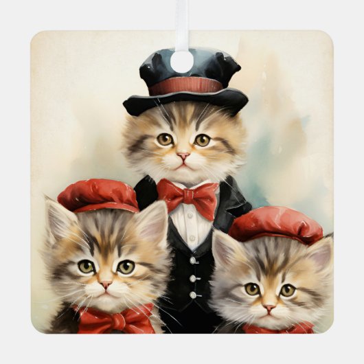 Gorgeous Three Kitten Family Christmas  Ornament Aus Metall (Vorderseite)