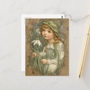 Gorgeous Vintage-Feenkönigin und weiße Blumen Postkarte