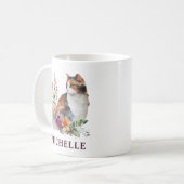 Gorgeous Watercolor Calico Katze und Blume Kaffeetasse (Vorderseite Links)