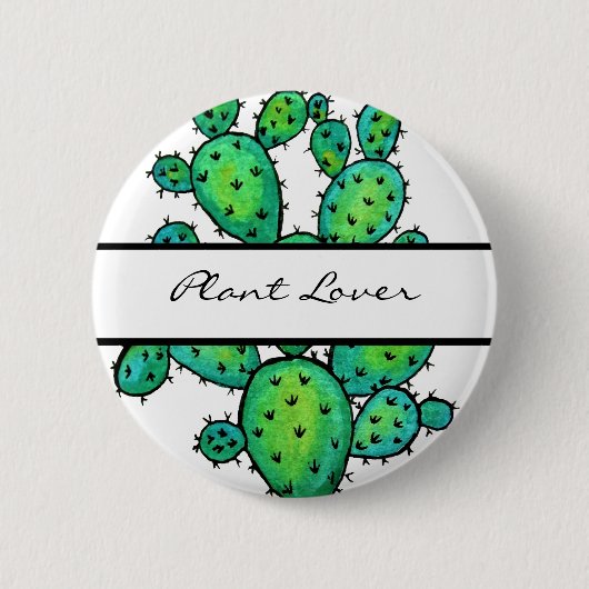 Gorgeous Watercolor Prickly Cactus Button (Vorderseite)