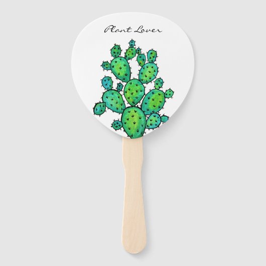 Gorgeous Watercolor Prickly Cactus Fächer (Vorderseite)