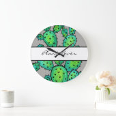 Gorgeous Watercolor Prickly Cactus Große Wanduhr (Zuhause)