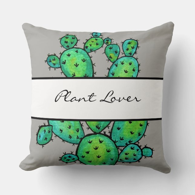 Gorgeous Watercolor Prickly Cactus Kissen (Vorderseite)