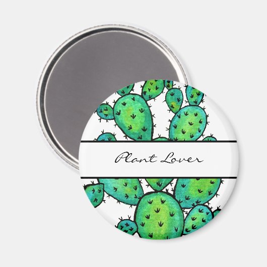 Gorgeous Watercolor Prickly Cactus Magnet (Vorderseite/Rückseite)