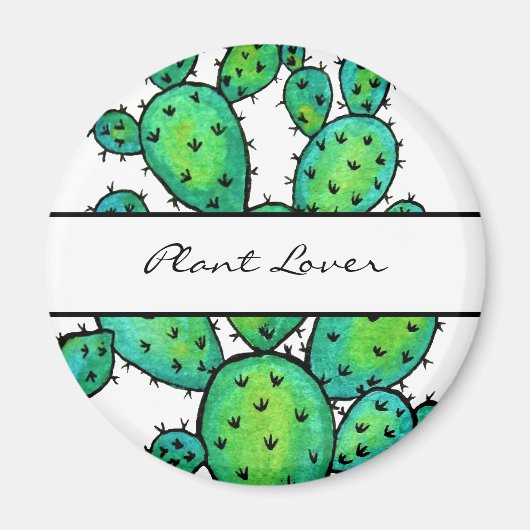 Gorgeous Watercolor Prickly Cactus Magnet (Vorne)