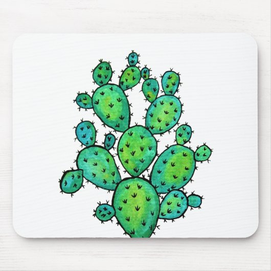 Gorgeous Watercolor Prickly Cactus Mousepad (Vorne)