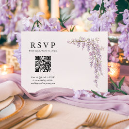 Gorgeous Watercolor Wisteria QR Code Wedding RSVP