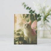 Gorgeous White Cat Fairy Postkarte (Stehend Vorderseite)