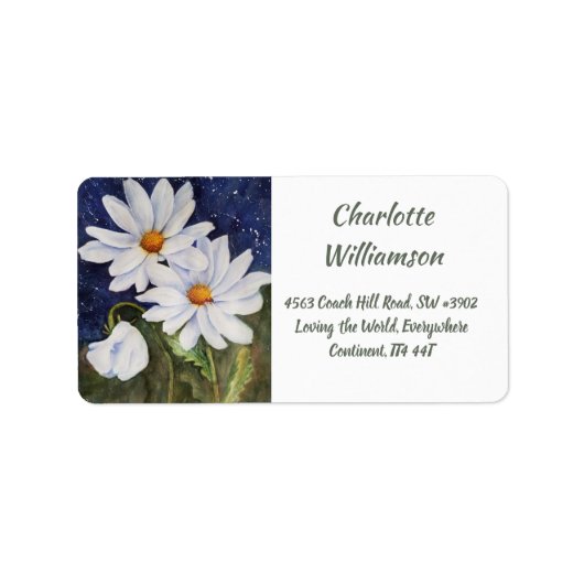 Gorgeous White Daisy Blume in Wasserfarbenadresse Adressaufkleber (Vorne)