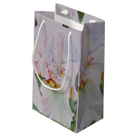 Gorgeous White Iris Kleine Geschenktüte (Rückseite Schrägansicht)