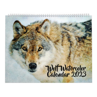 Gorgeous Wolf Wildlife Wasserfarben-Wölfe-Malerei Kalender
