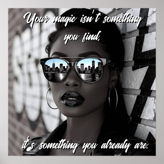 Gorgeous Woman in City with Sunglasses and Quote Poster (Vorne)