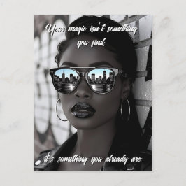 Gorgeous Woman in City with Sunglasses and Quote Postkarte
