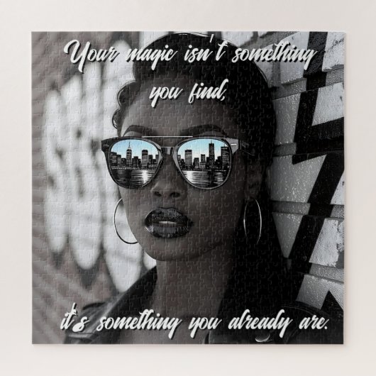 Gorgeous Woman in City with Sunglasses and Quote Puzzle (Vertikal)