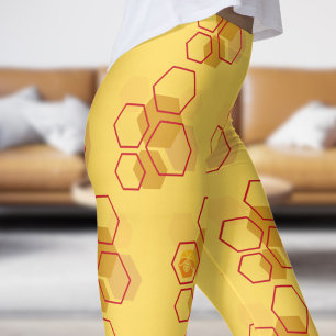 Gorgeous Yellow Mustard Honeycomb Muster Leggings