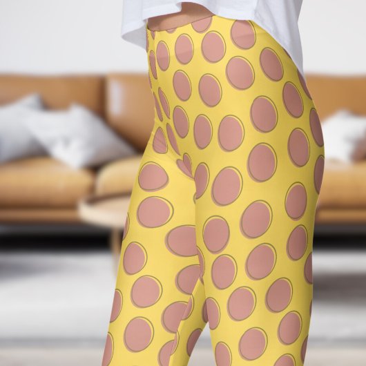 Gorgeous Yellow Mustard Polka Dot Pattern Leggings