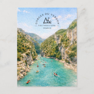 Gorges du Verdon   Südöstliches Frankreich Aquarel Feiertagspostkarte
