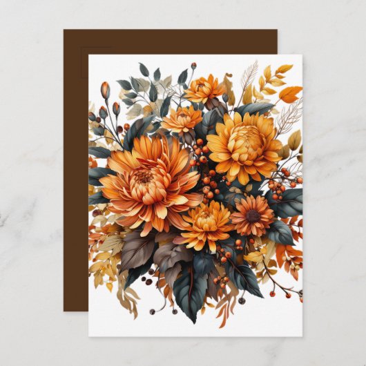 Gorgeus Fall Floral Ankündigungspostkarte (Vorne/Hinten)