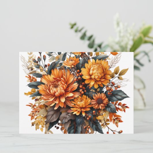 Gorgeus Fall Floral Einladung (Stehend Vorderseite)