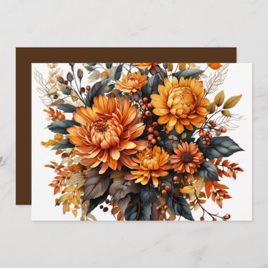 Gorgeus Fall Floral Einladung (Vorne/Hinten)