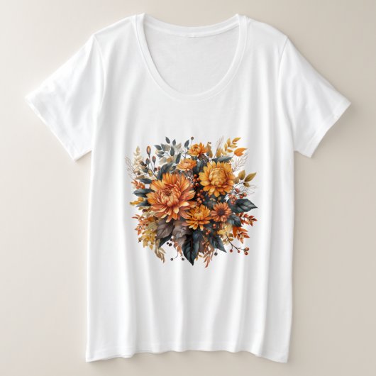 Gorgeus Fall Floral Große Größe T-Shirt (Design vorne)