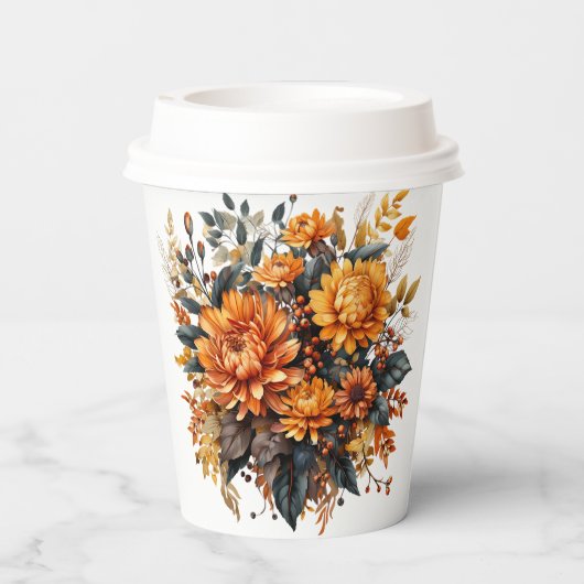 Gorgeus Fall Floral Pappbecher (Rückseite)