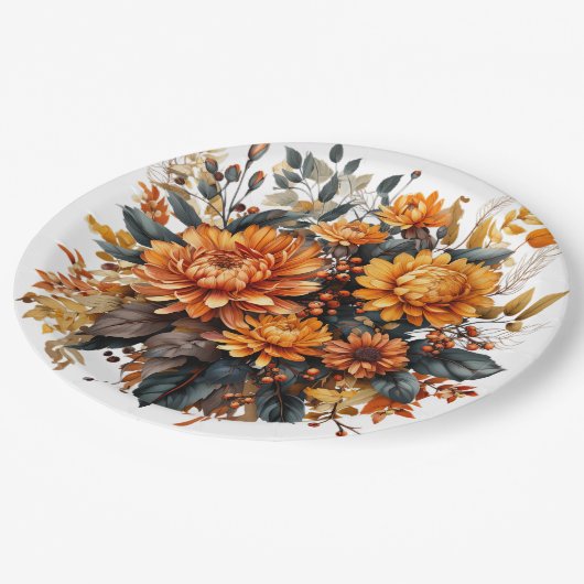 Gorgeus Fall Floral Pappteller (Schrägansicht)