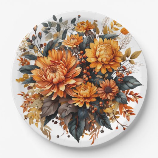Gorgeus Fall Floral Pappteller (Vorderseite)